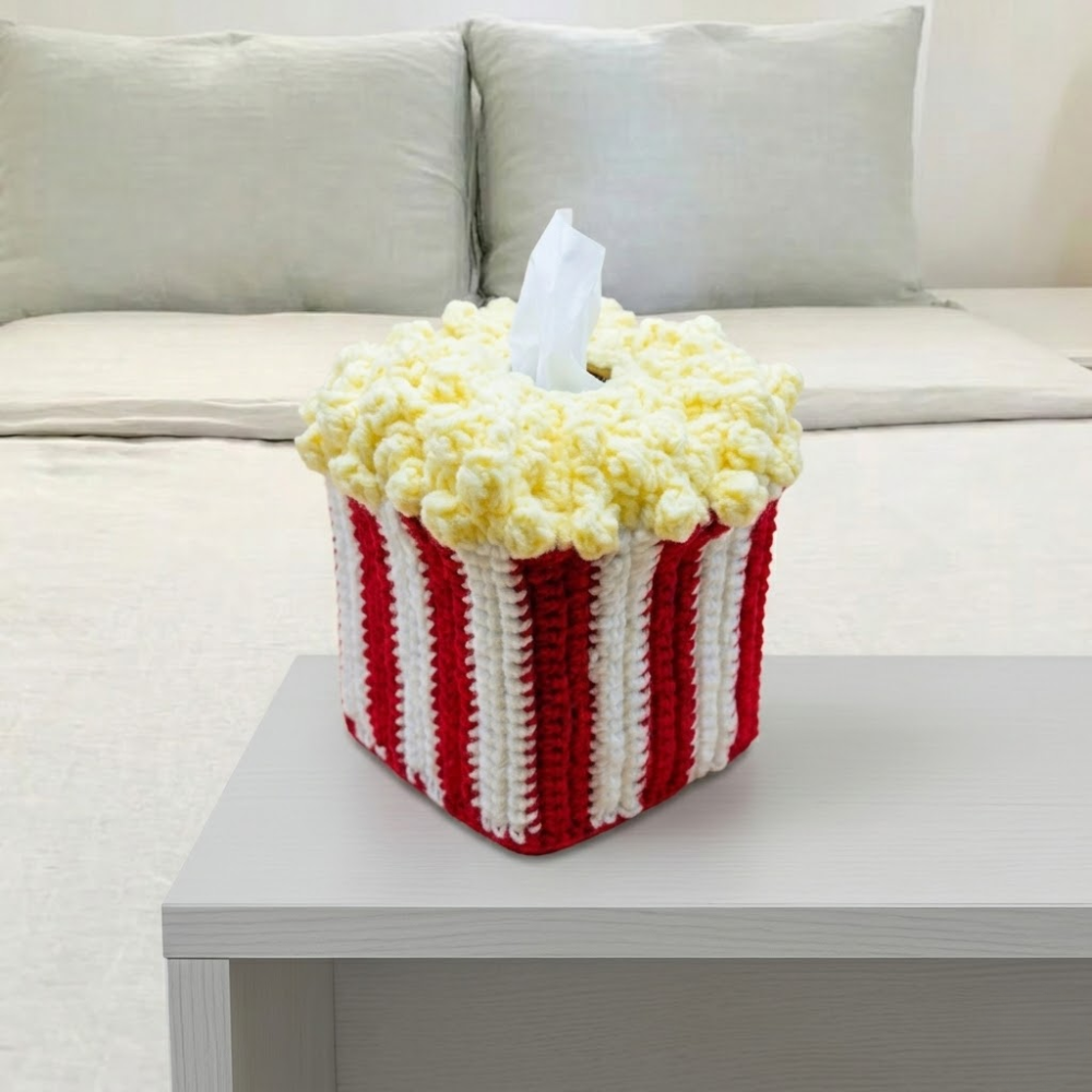 Popcorn Tissue Box Cover Crochet Pattern