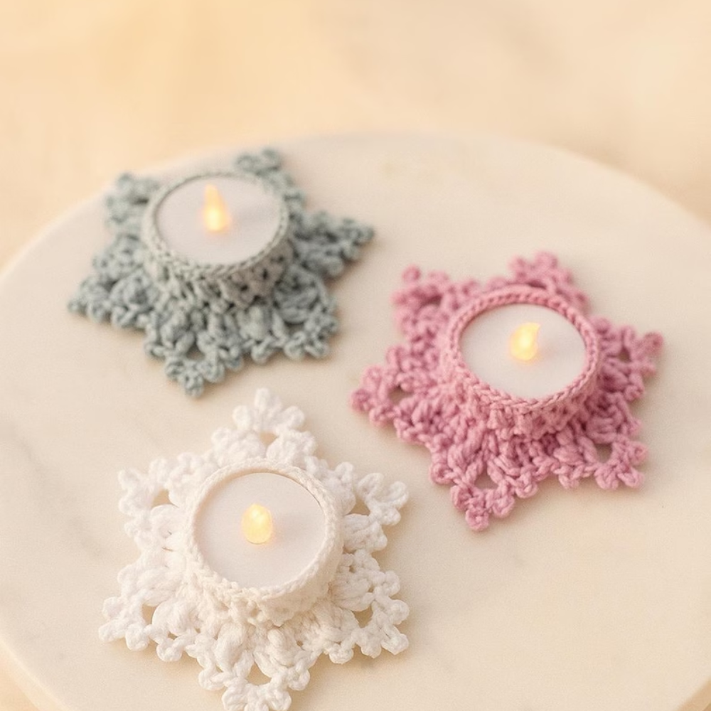 Snowflake Candle Holder Crochet Pattern