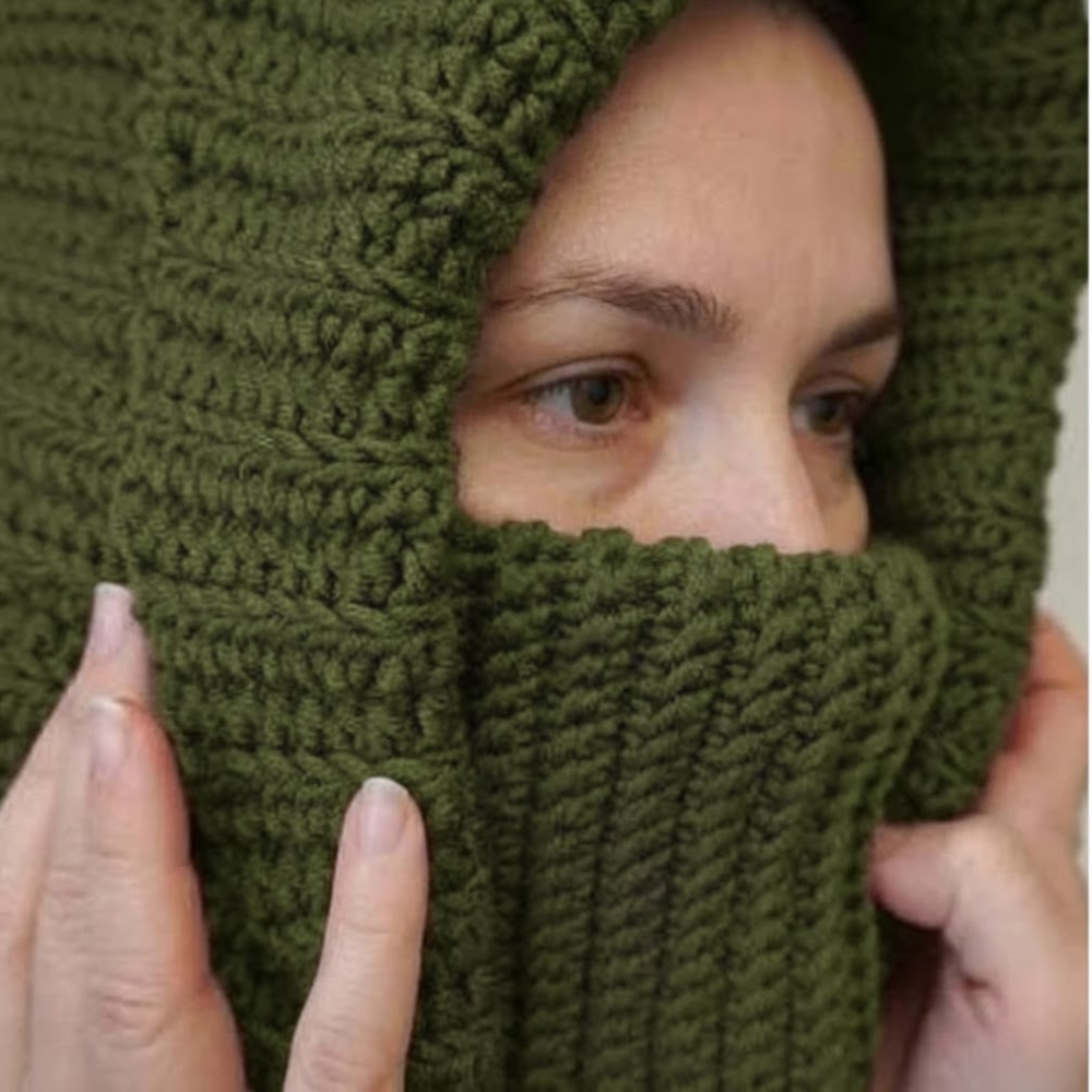 Ribbed Hooded Cowl Crochet Pattern