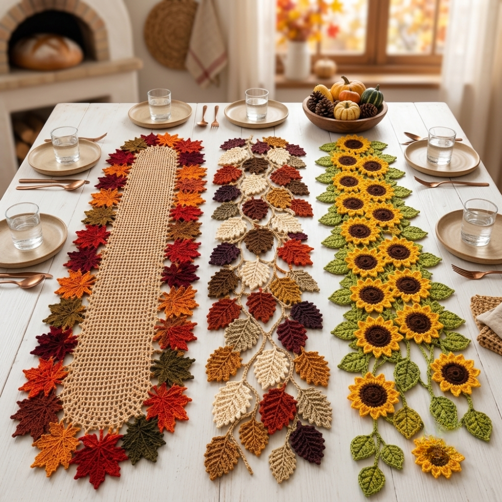3 in 1 Autumn Table Runner Crochet Pattern
