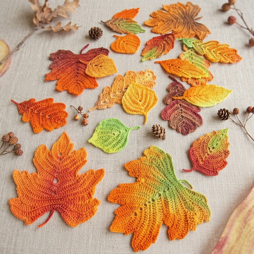 Autumn Leaves Applique Crochet Pattern