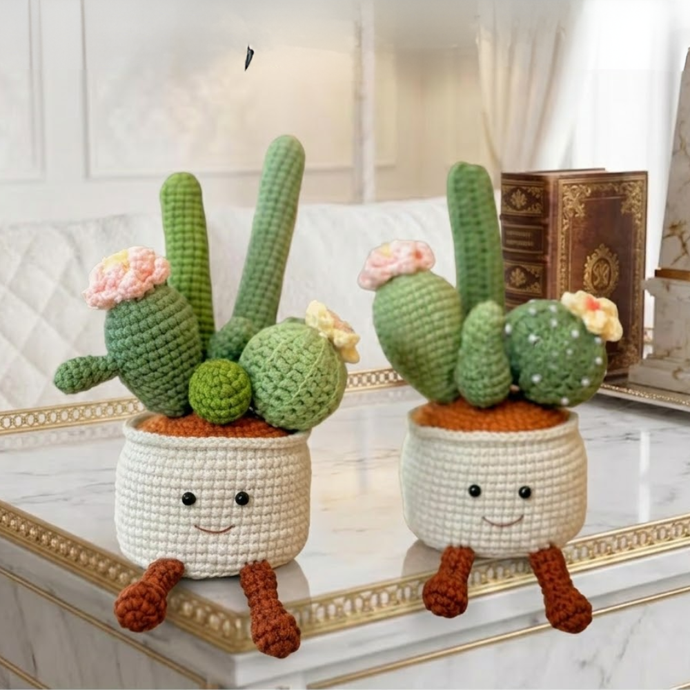 Smiling Cactus Plant Crochet Pattern
