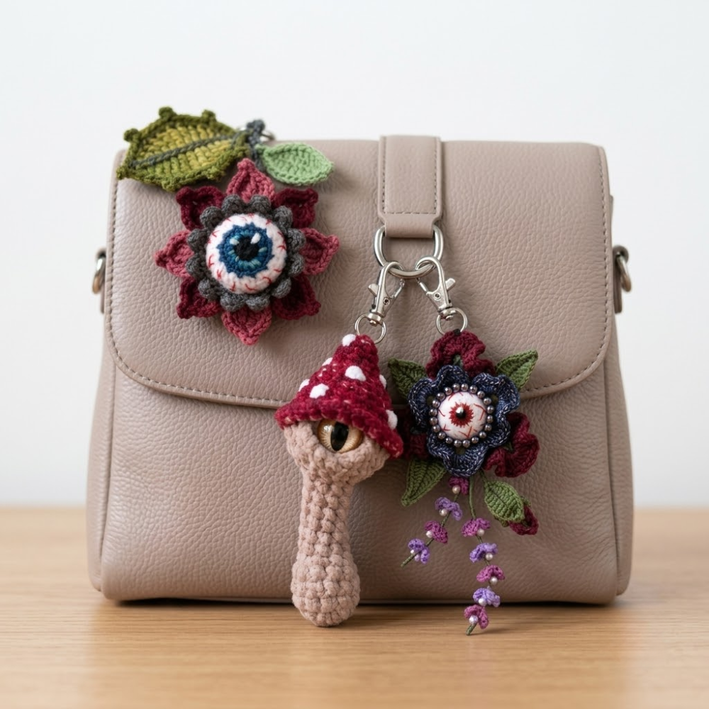 3 in 1 Eyeball Bag Charm Crochet Pattern