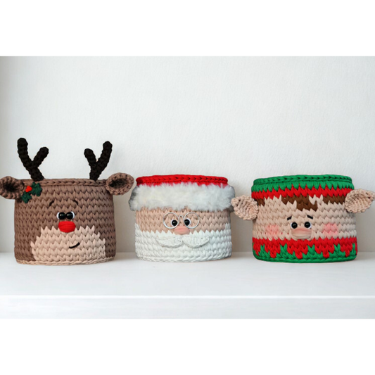Christmas Character Basket Crochet Pattern