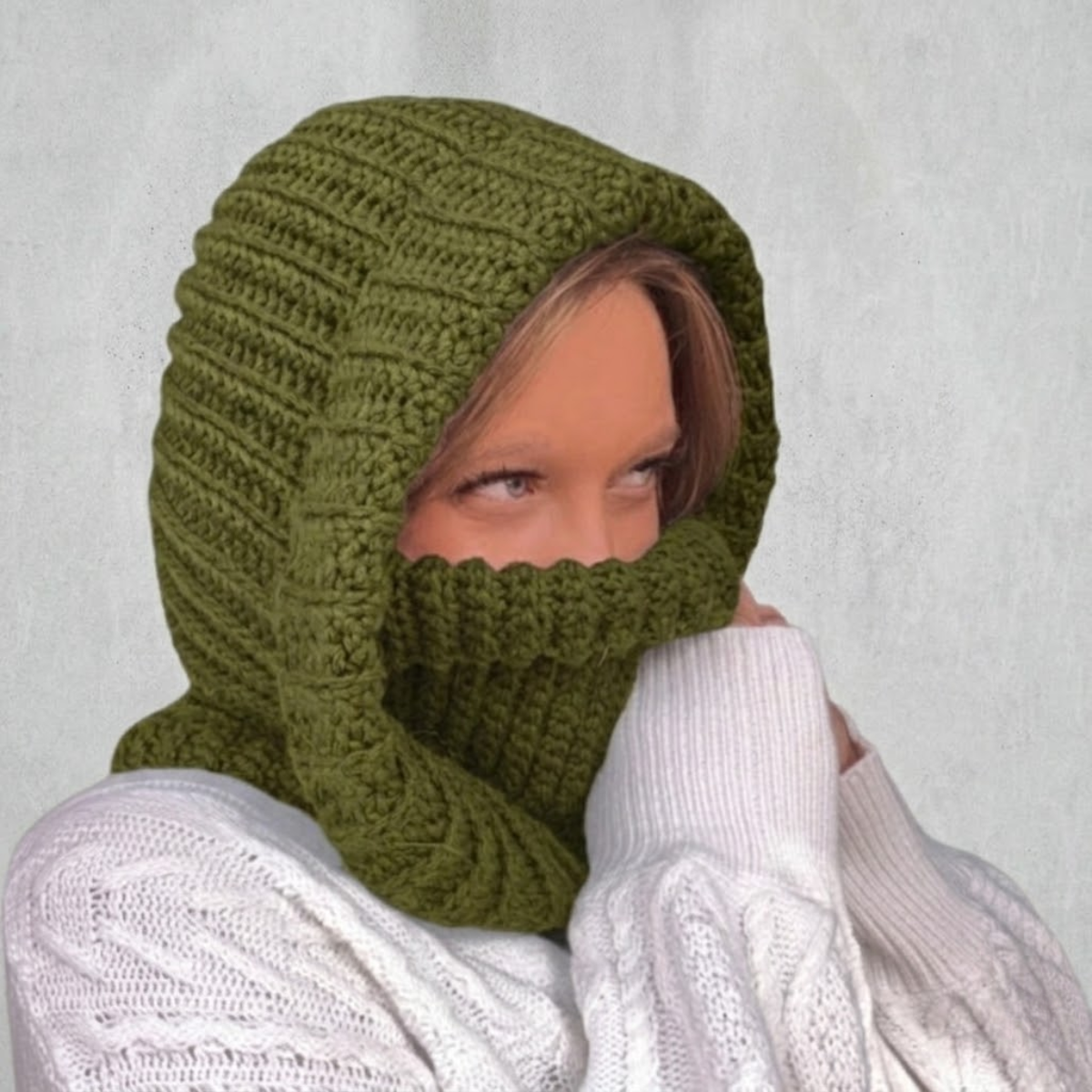 Ribbed Hooded Cowl Crochet Pattern