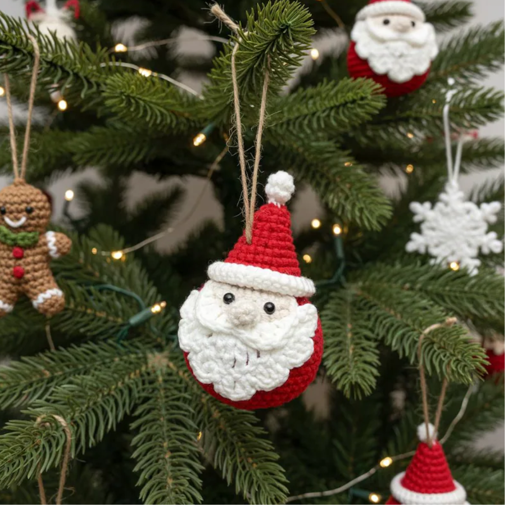 Jolly Santa Ornament Crochet Pattern