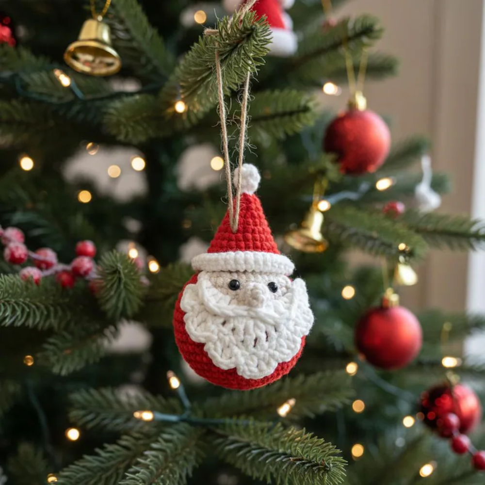 Jolly Santa Ornament Crochet Pattern