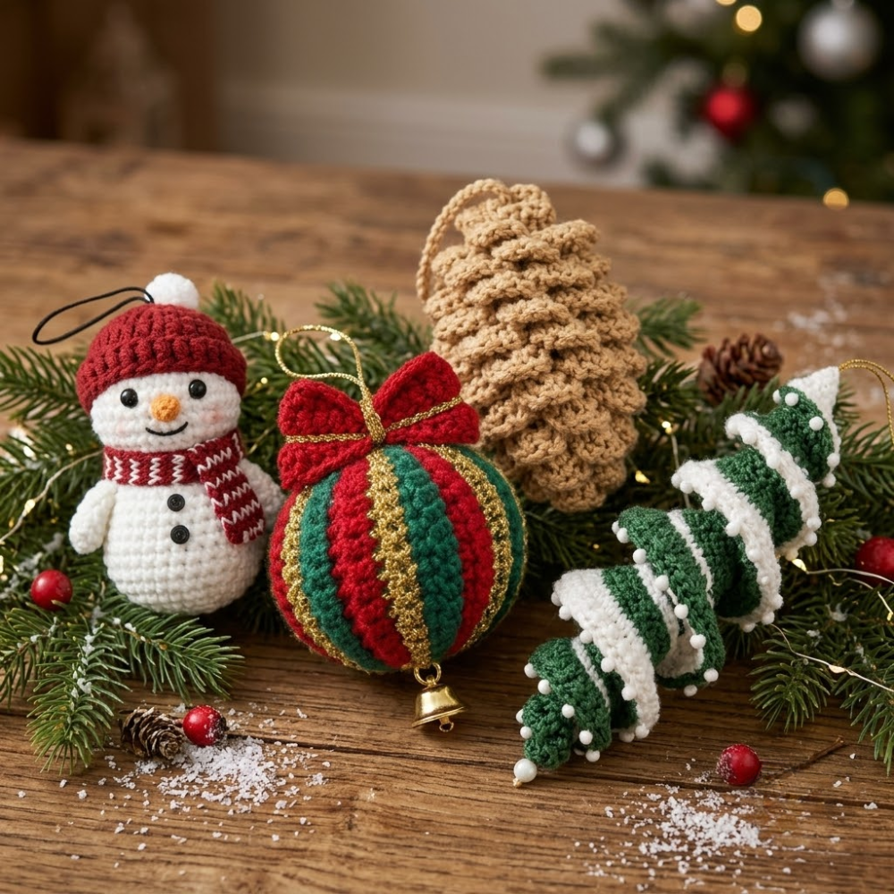 4 in 1 Classic Christmas Ornament Crochet Pattern