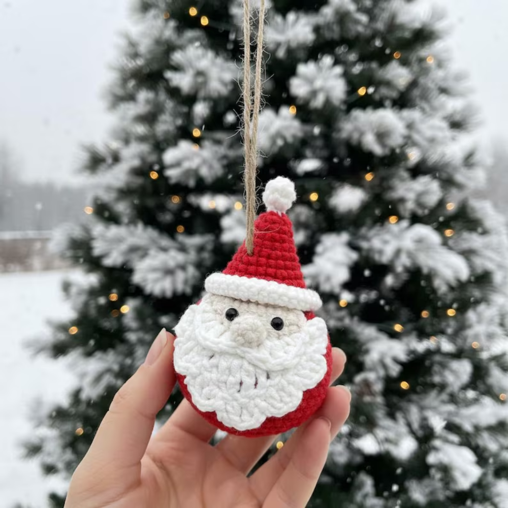 Jolly Santa Ornament Crochet Pattern