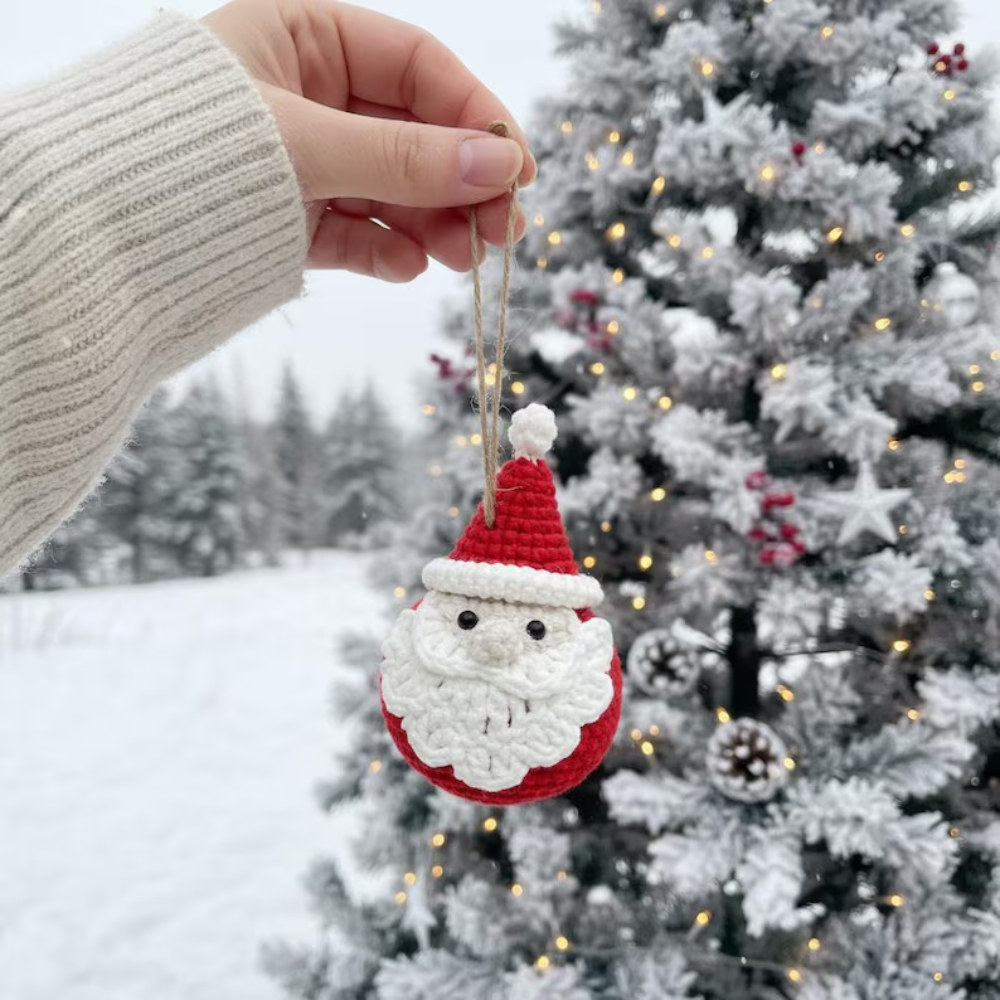 Jolly Santa Ornament Crochet Pattern