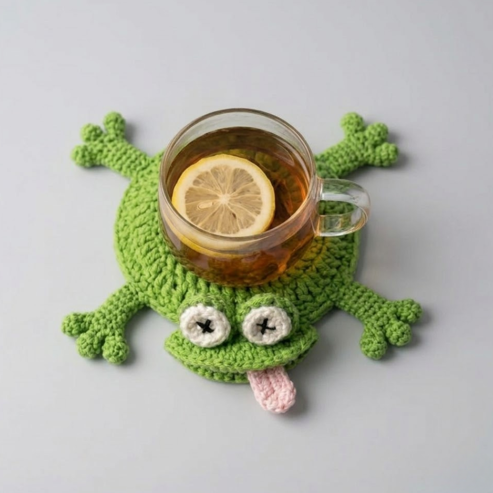 Sleepy Frog Coaster Crochet Pattern
