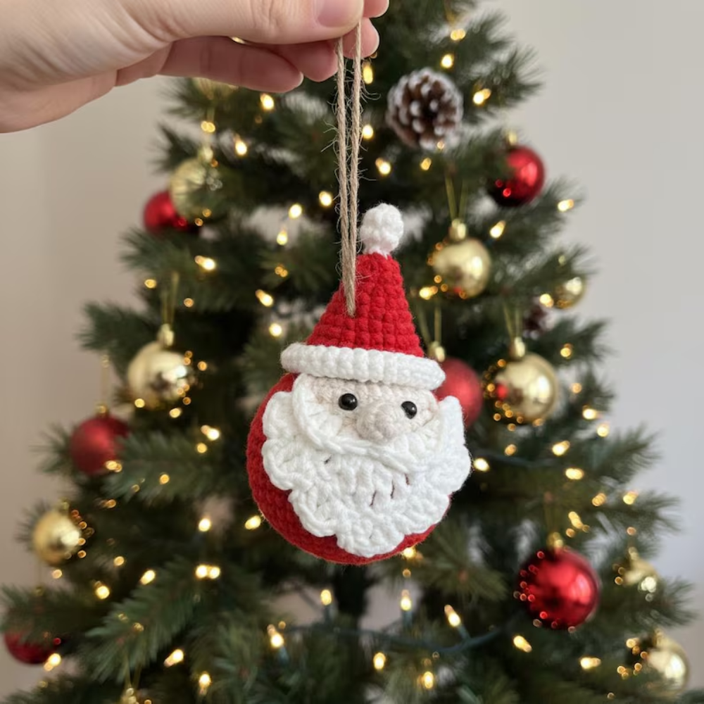 Jolly Santa Ornament Crochet Pattern