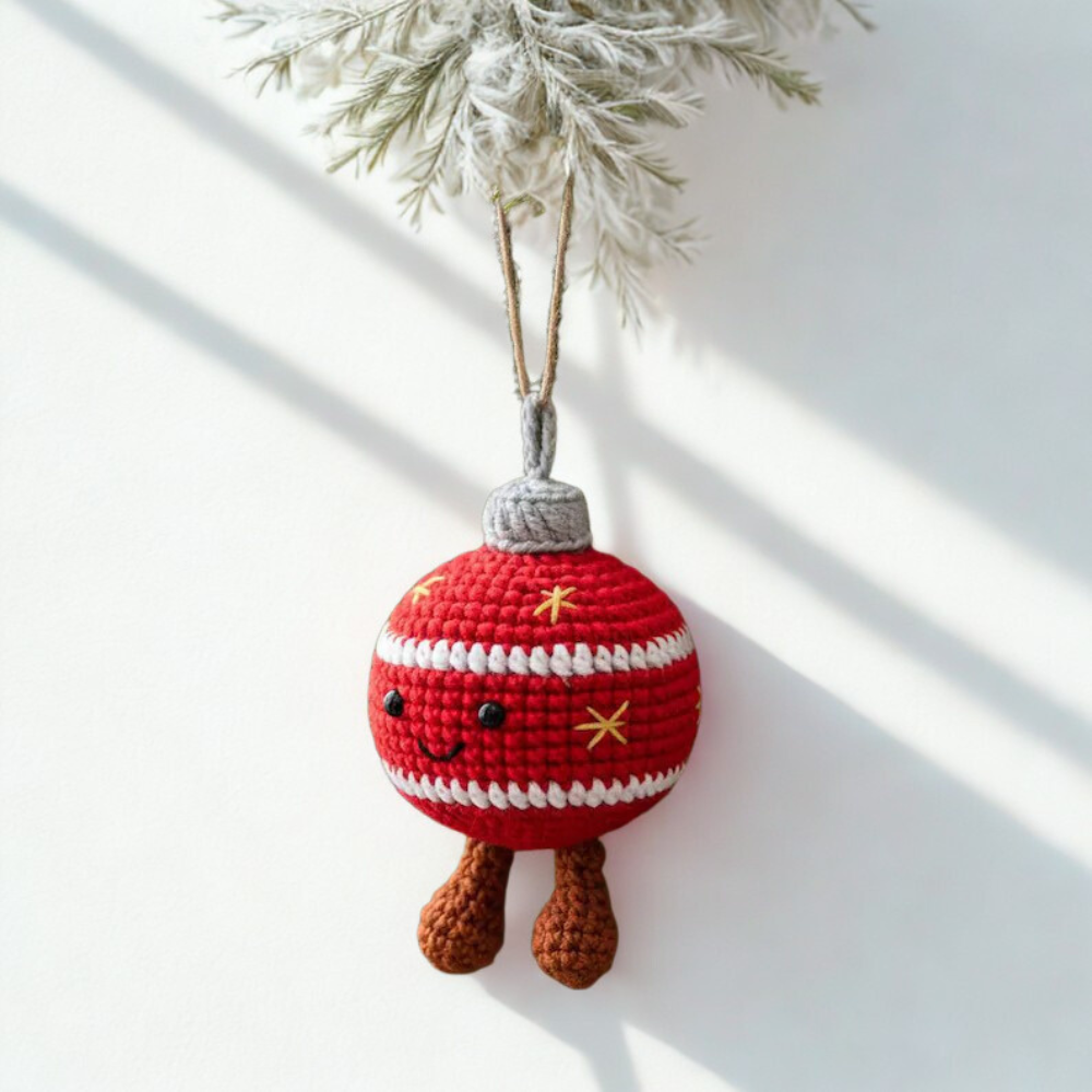 Smiley Bauble Ornament Crochet Pattern