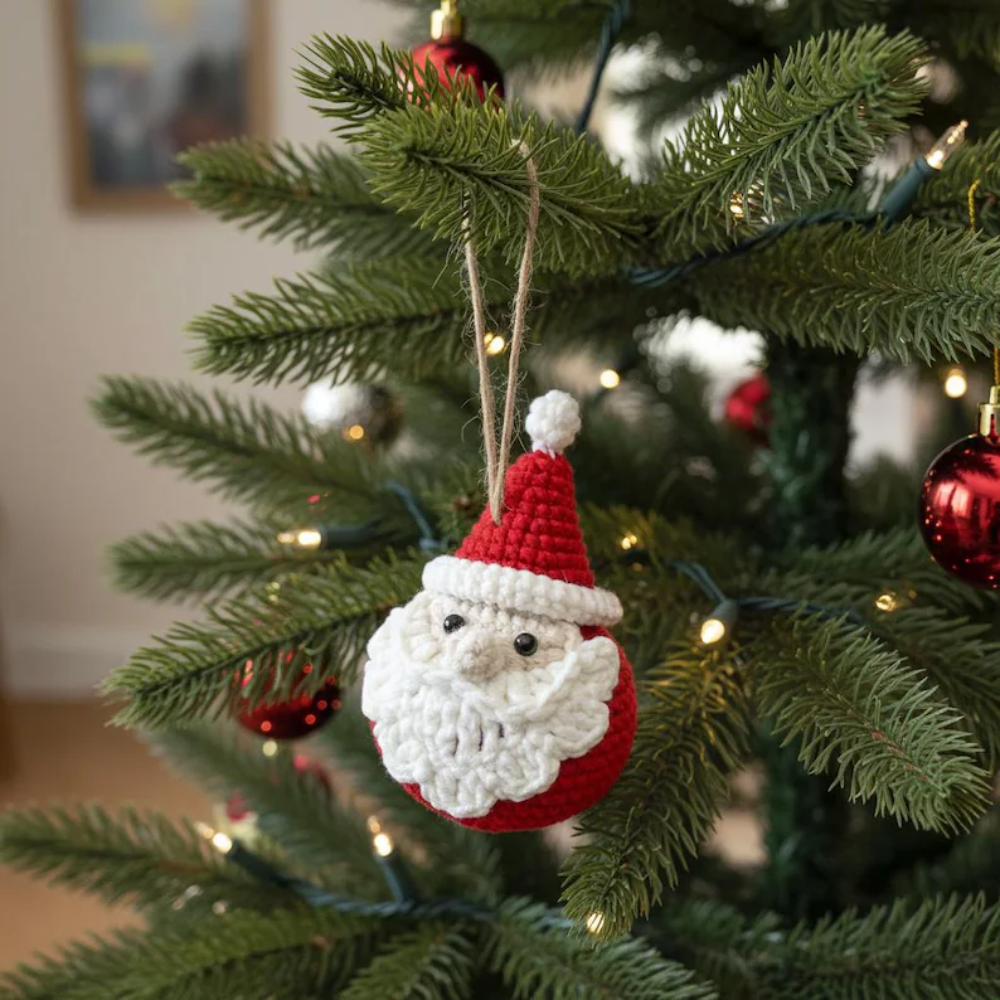 Jolly Santa Ornament Crochet Pattern