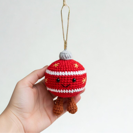 Smiley Bauble Ornament Crochet Pattern