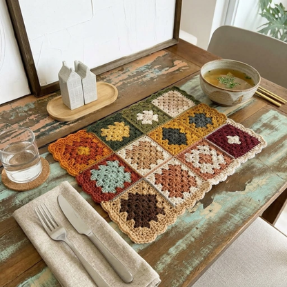 Autumn Granny Square Placemat Crochet Pattern