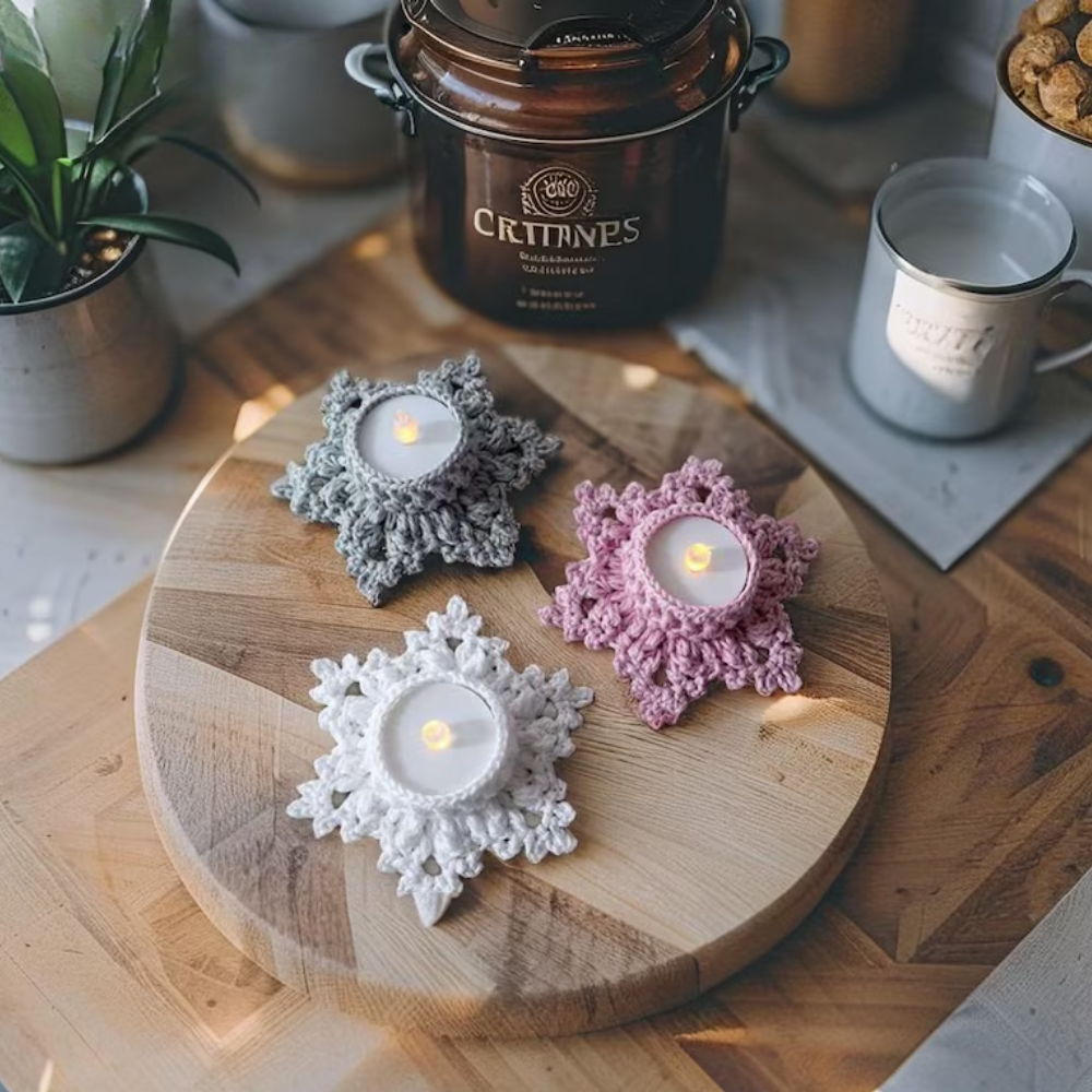 Snowflake Candle Holder Crochet Pattern