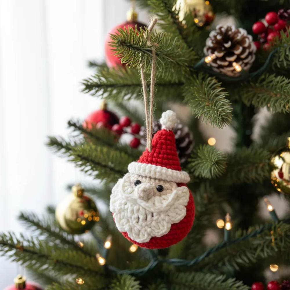Jolly Santa Ornament Crochet Pattern