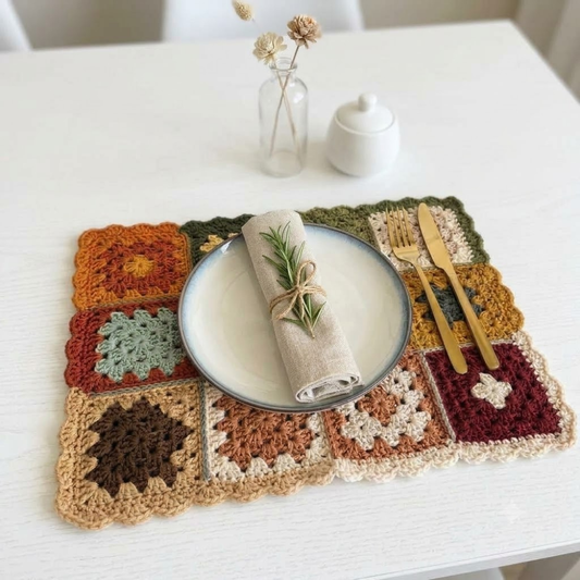 Autumn Granny Square Placemat Crochet Pattern