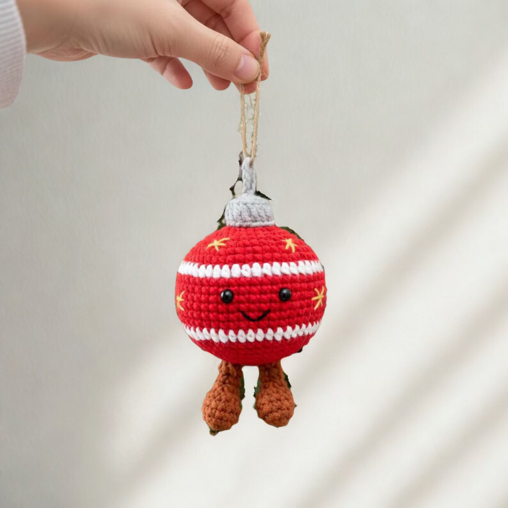 Smiley Bauble Ornament Crochet Pattern