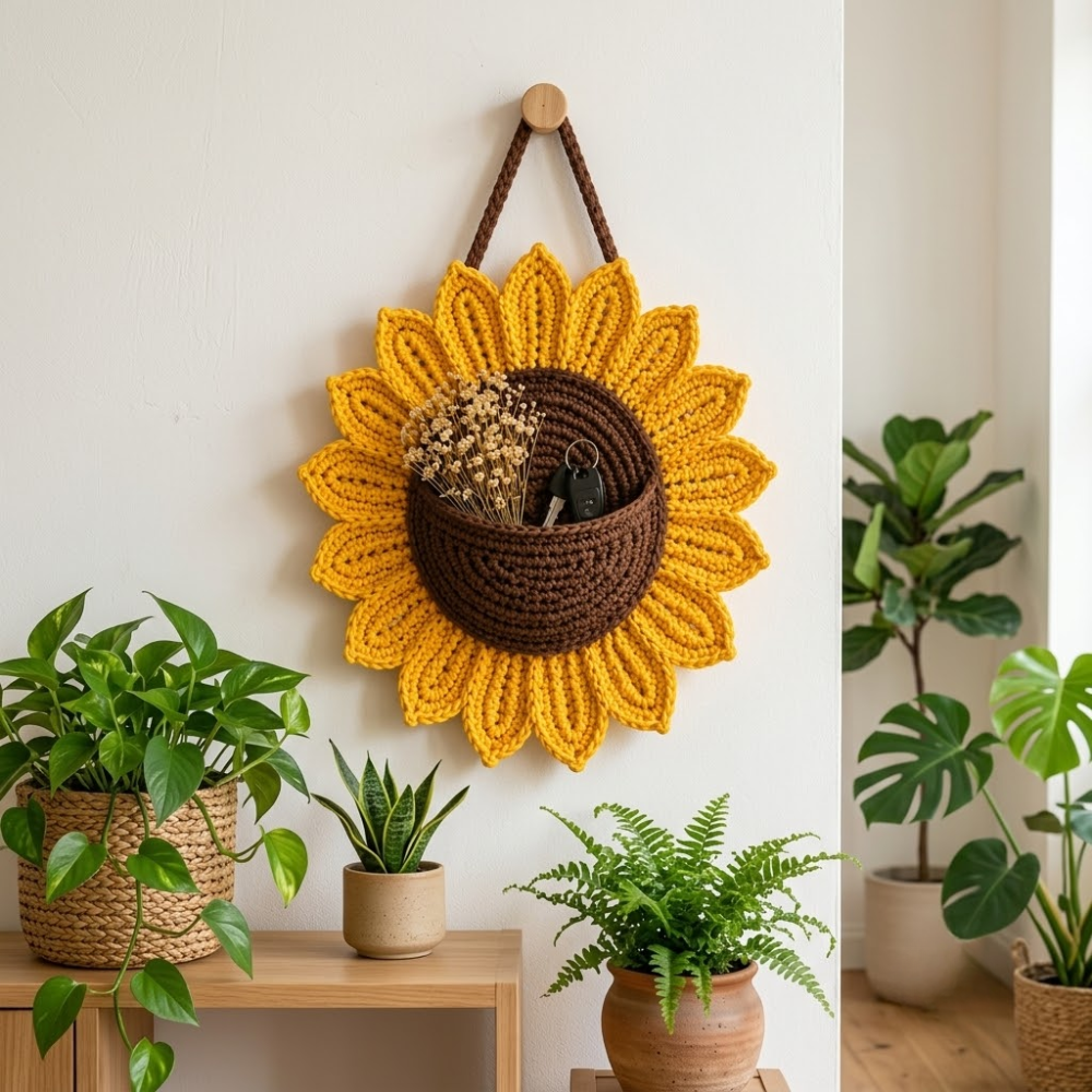 Sunflower Wall Pocket Crochet Pattern