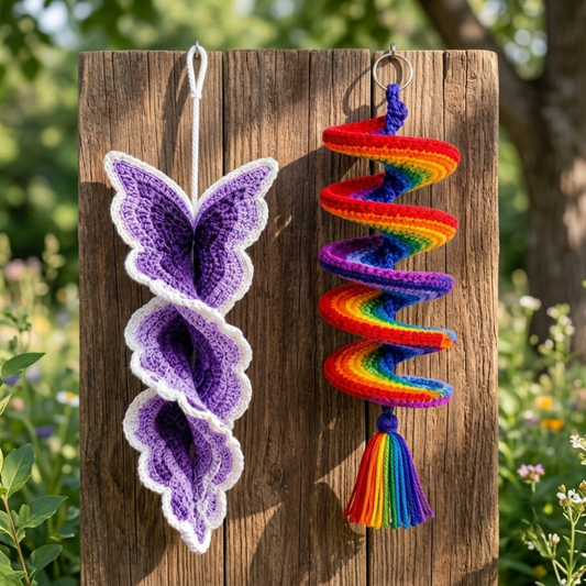 2 in 1 Butterfly & Rainbow Spiral Crochet Pattern