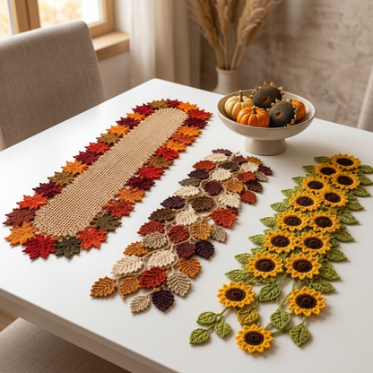 3 in 1 Autumn Table Runner Crochet Pattern