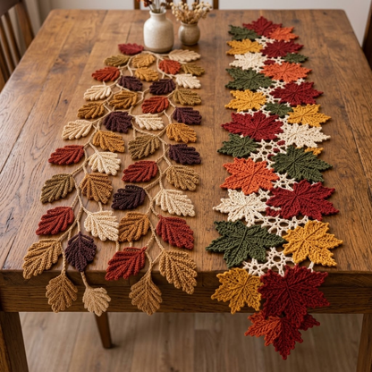 2 in 1 Autumn Leaf Table Runner Crochet Pattern