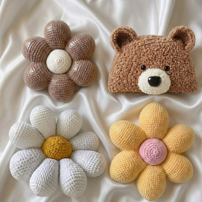 4 in 1 Blooming Bear Pillow Crochet Pattern