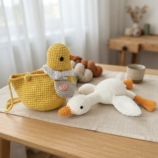 2 in 1 Duck Bag & Sleepy Goose Crochet Pattern