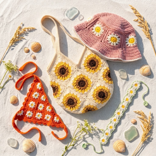 4 in 1 Sunny Daisy Beach Crochet Pattern