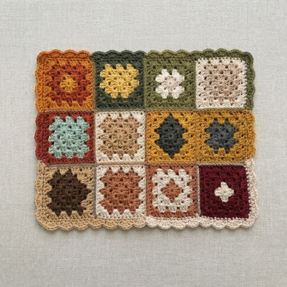 Autumn Granny Square Placemat Crochet Pattern