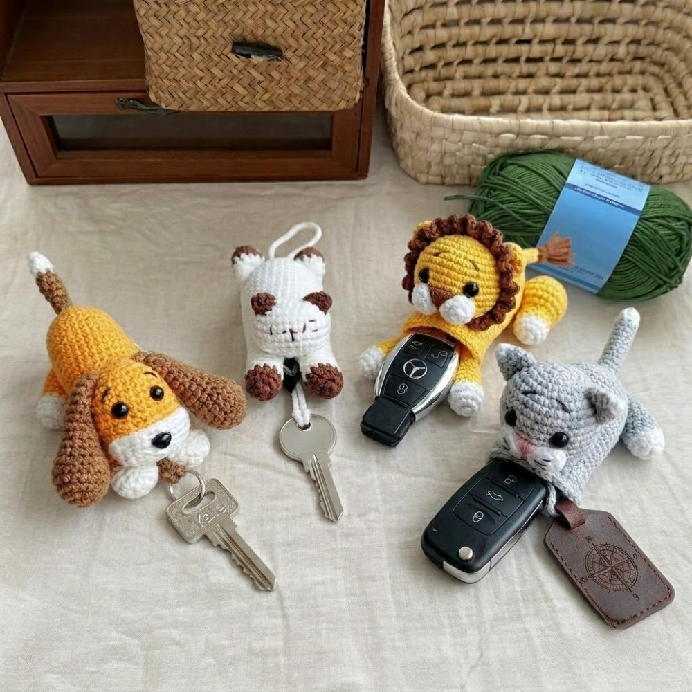 4 in 1 Cute Animal Key Holder Amigurumi Crochet Pattern