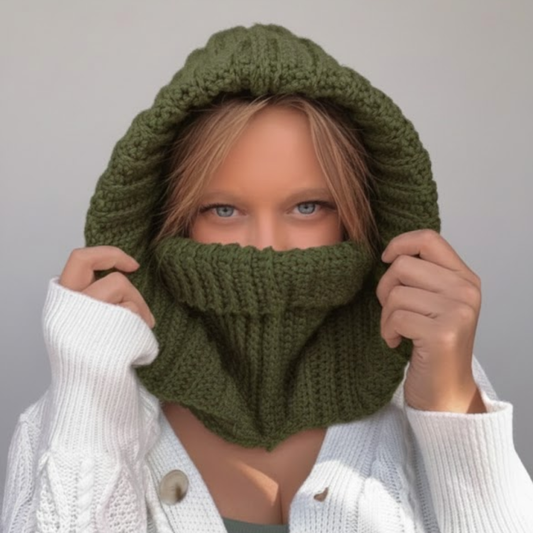 Ribbed Hooded Cowl Crochet Pattern