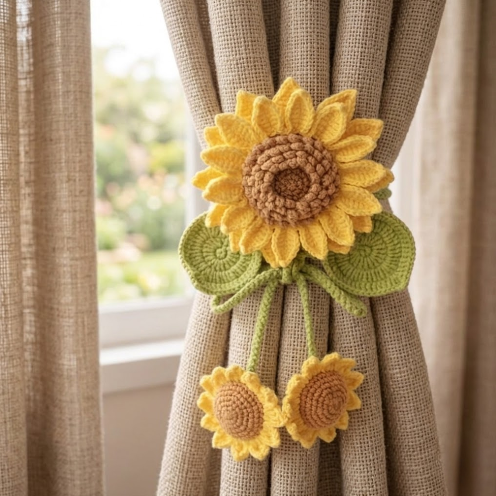 Sunflower Curtain Tieback Crochet Pattern