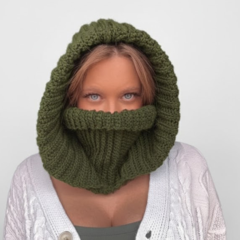 Ribbed Hooded Cowl Crochet Pattern