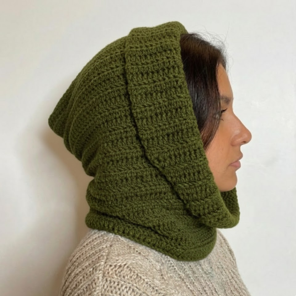 Ribbed Hooded Cowl Crochet Pattern