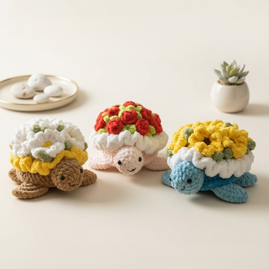 3 in 1 Flower Shell Turtle Amigurumi Crochet Pattern