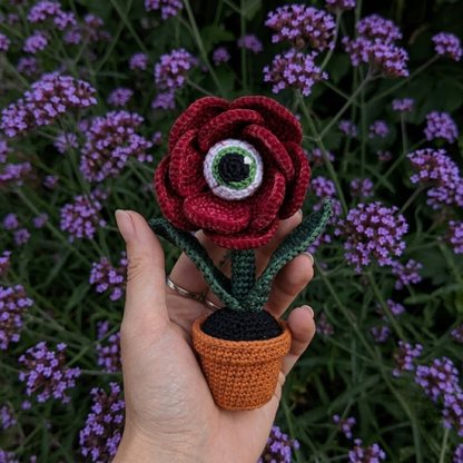 Creepy Eyeball Flower Pot Crochet Pattern