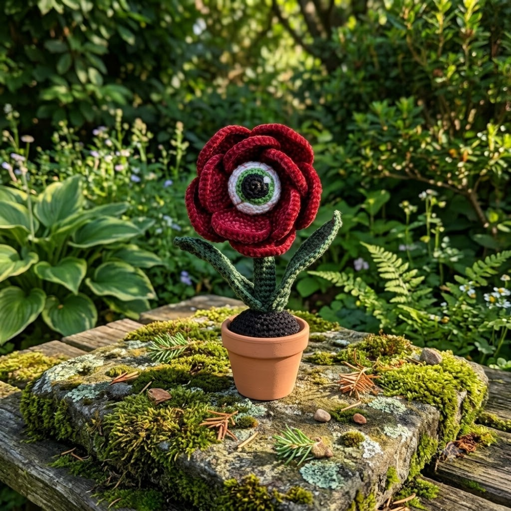 Creepy Eyeball Flower Pot Crochet Pattern