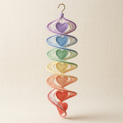 4 in 1 Rainbow Ribbon Heart Hanger Crochet Pattern