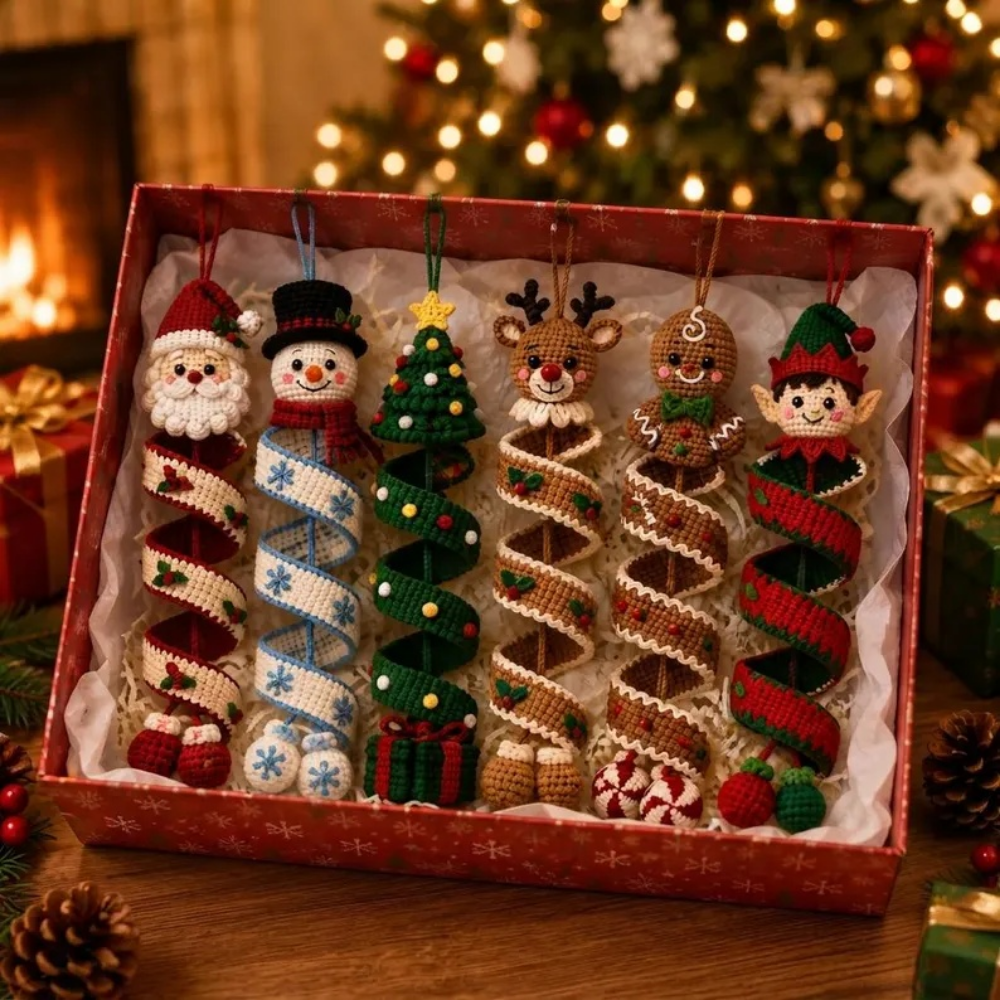 6 in 1 Spiral Christmas Ornament Crochet Pattern
