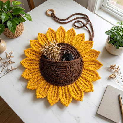 Sunflower Wall Pocket Crochet Pattern