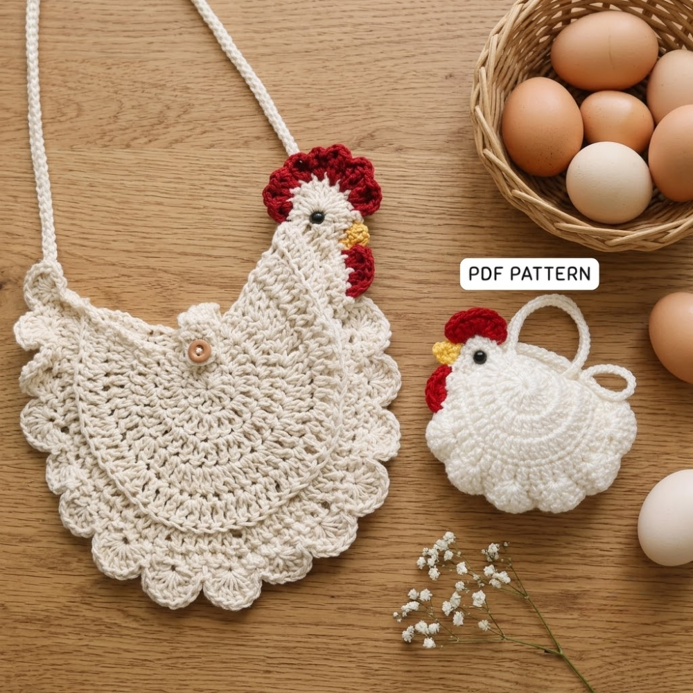 2 in 1 Chicken Bag & Egg Pouch Crochet Pattern