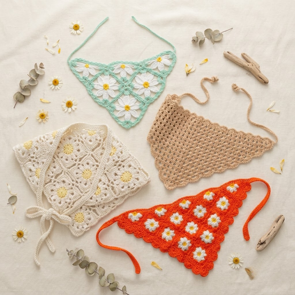 4 in 1 Granny Square Bandana Crochet Pattern
