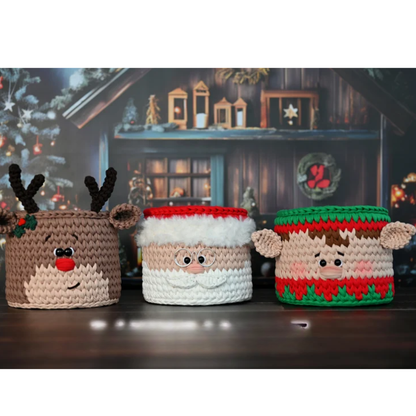 Christmas Character Basket Crochet Pattern