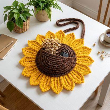Sunflower Wall Pocket Crochet Pattern