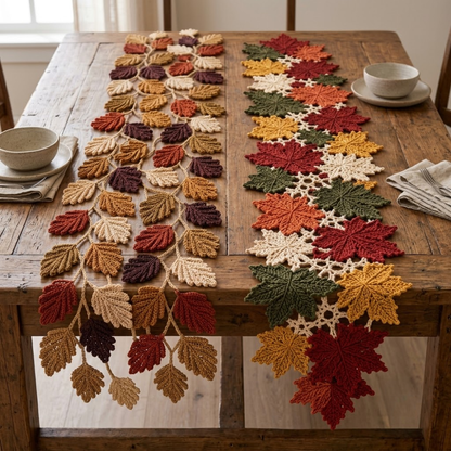 2 in 1 Autumn Leaf Table Runner Crochet Pattern