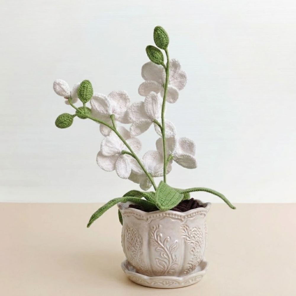 Blooming Orchid Pot Crochet Pattern