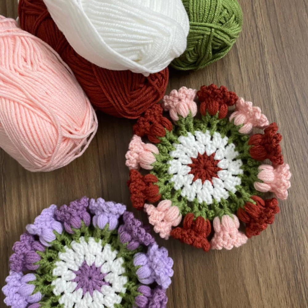 Blooming Flower Coaster Crochet Pattern